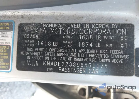 2009 Kia Rio from USA, damaged, VIN KNADE223396561175